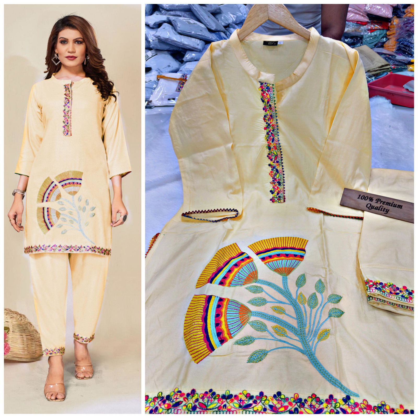 Fun2sh Heavy Rayon Cotton Embroidered Kurti With Bottom Catalog
